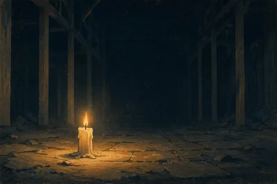 Single Candle of Courage in Darkness
