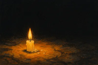 Single Candle of Courage in Darkness