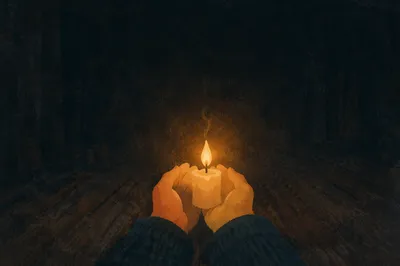 Single Candle of Courage in Darkness
