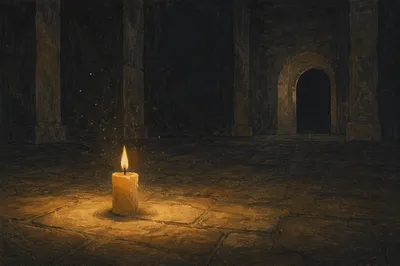 Single Candle of Courage in Darkness