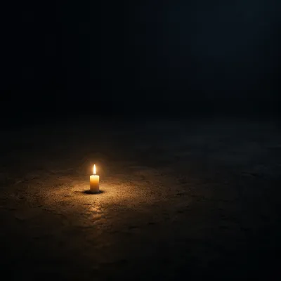 Single Candle of Courage in Darkness