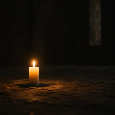 Courage Candle Burning in Vast Darkness