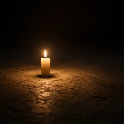 Single Candle of Courage in Darkness