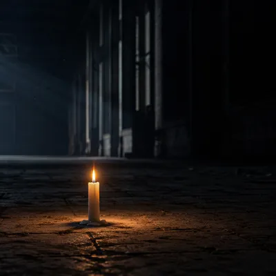 Single Candle of Courage in Darkness