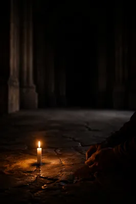Courage Candle Burning in Vast Darkness