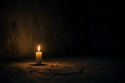 Single Candle of Courage in Darkness