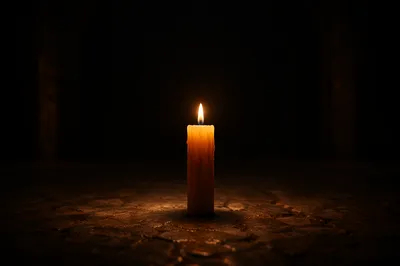 Single Candle in Vast Darkness
