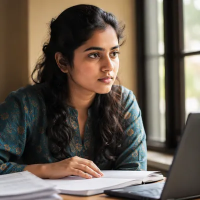 Focused University Student by Window