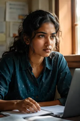 Focused University Student by Window Light
