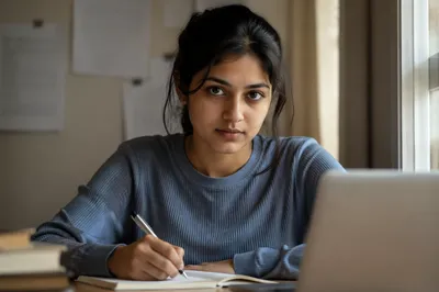 Determined University Student by Window Close-Up