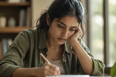 Focused College Student by Window