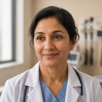 Compassionate Female Doctor in Clinic Portrait