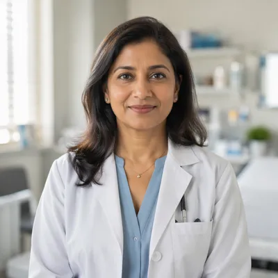 Compassionate Female Doctor in Clinic Portrait