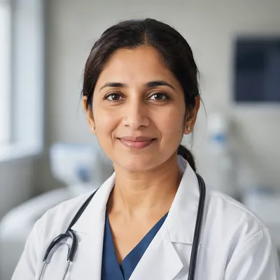 Compassionate Female Doctor Portrait in Clinic