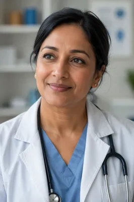Compassionate Female Doctor in Clinic Portrait