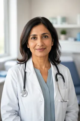 Compassionate Female Doctor in Clinic Portrait