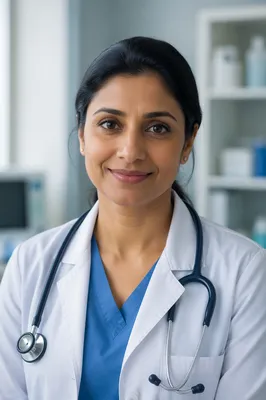 Compassionate Female Doctor in Clinic Portrait