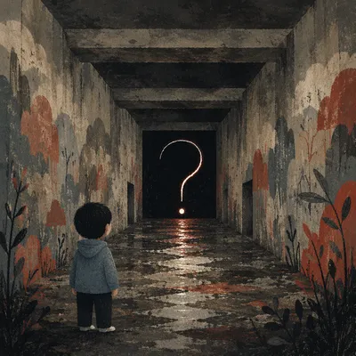 Question Mark Light in Dark Underpass