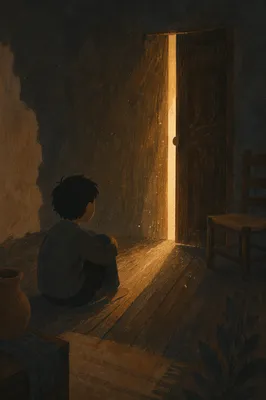 Silhouette in Dark Room Seeking Hope