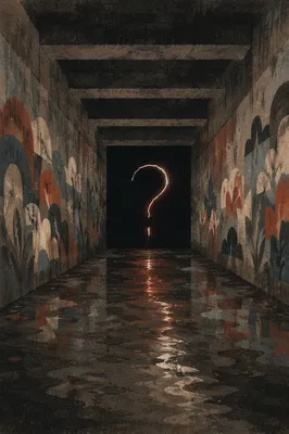 Question Mark Light in Dark Underpass