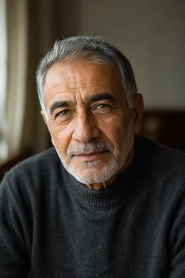 Contemplative Elderly Man Close Up Portrait