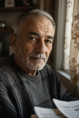 Contemplative Elderly Man by Window