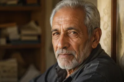 Contemplative Elderly Man by Sunlit Window