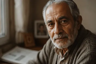 Contemplative Elderly Man by Soft Window Light