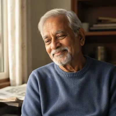Peaceful Elderly Man by Sunlit Window
