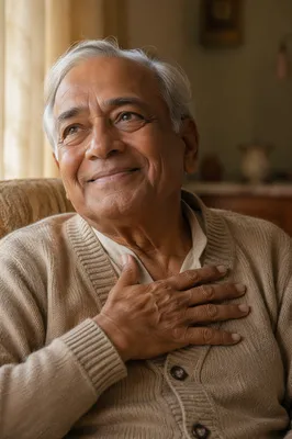 Peaceful Elderly Man by Window