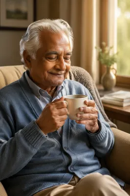 Elderly Man by Sunlit Window
