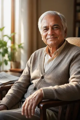 Peaceful Elderly Man by Sunlit Window