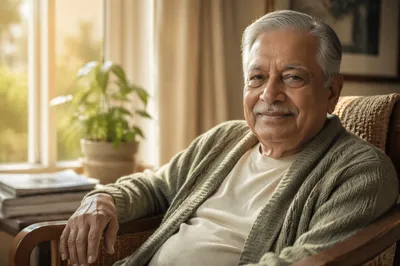 Peaceful Elderly Man by Sunlit Window