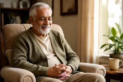Peaceful Elderly Man by Sunlit Window