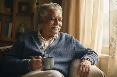Peaceful Elderly Man by Sunlit Window