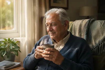 Peaceful Elderly Man by Sunlit Window