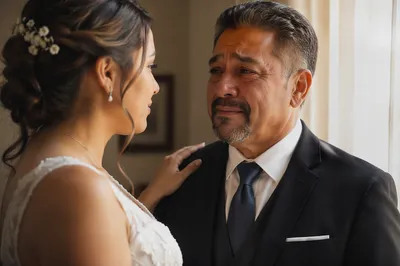 Emotional Father and Bride Close Up