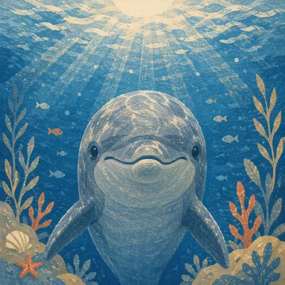 Hopeful Dolphin Beneath Eternal Sunrise Ocean