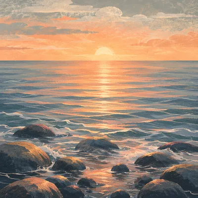Eternal Life Sunrise Over Endless Ocean