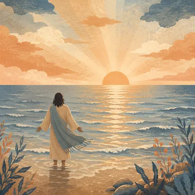 Eternal Life Sunrise Over Endless Ocean