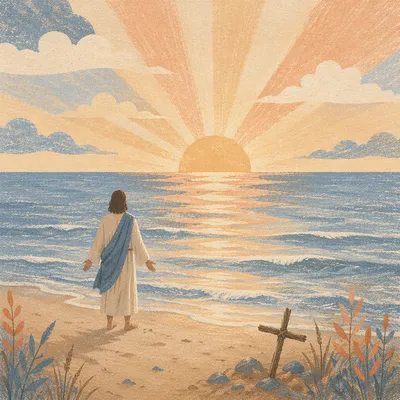 Eternal Life Sunrise Over Peaceful Ocean