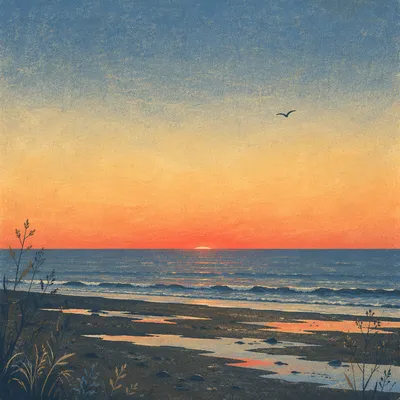 Eternal Life Sunrise Over Endless Ocean