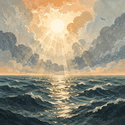 Eternal Life Sunrise Over Endless Ocean