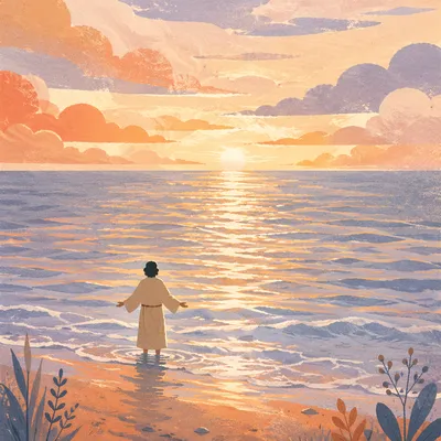 Eternal Life Sunrise Over Endless Ocean