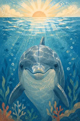 Hopeful Dolphin Beneath Eternal Sunrise Waters