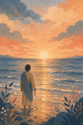 Eternal Life Sunrise Over Quiet Ocean