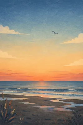 Eternal Sunrise Over Calm Endless Ocean