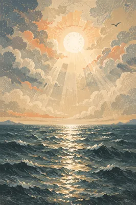 Eternal Life Sunrise Over Endless Ocean