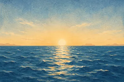 Eternal Life Sunrise Over Endless Ocean