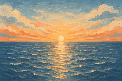 Eternal Life Sunrise Over Endless Ocean